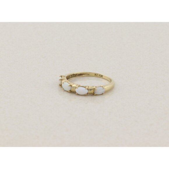 10k Yellow Gold Natural Opal Band Ring Size 7 1/4 - Picture 8 of 9
